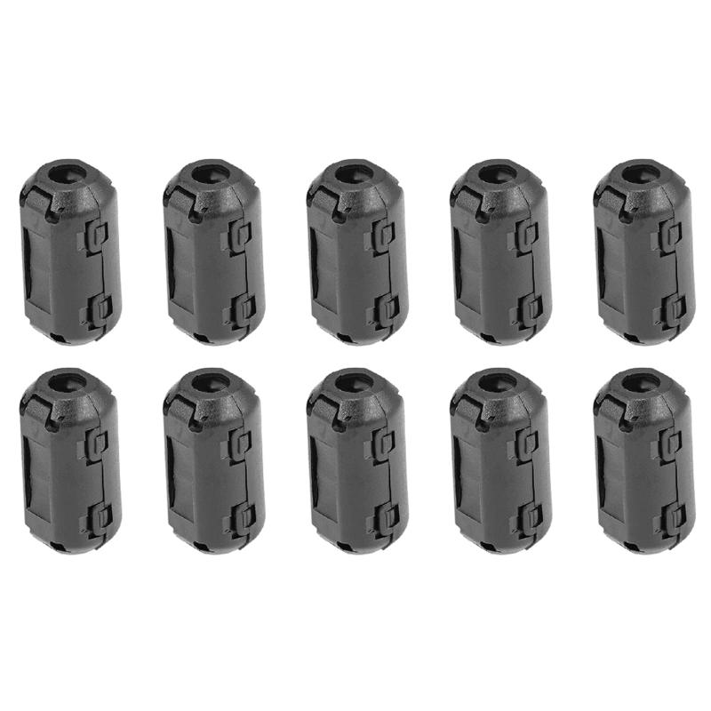 Rebower クリップオンフェライトリングコア フェライトコア RFI EMIノイズフィルタークリップ USBビデオケーブル電源コード用 3.5mm ブラック 10個入り