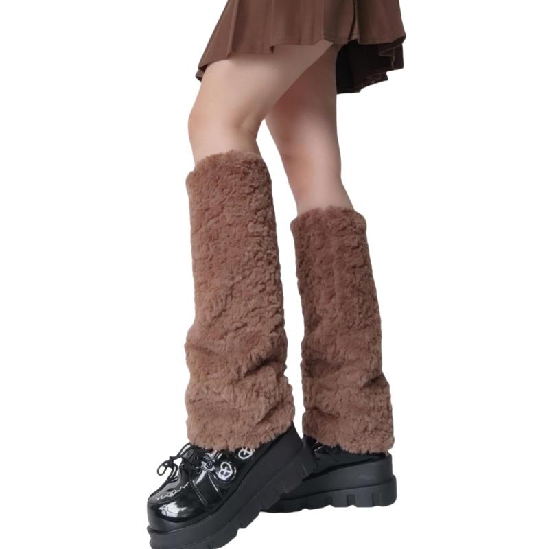 [MQFHDTNF] レッグウォーマー フェイクファー ルーズソックス レディース 足首ウォーマー ハイソックス ロング 鹿柄 動物柄 アニマル ふわもこ ギャル y2k 靴下 美脚 長足 厚手 高校生 冷え対策