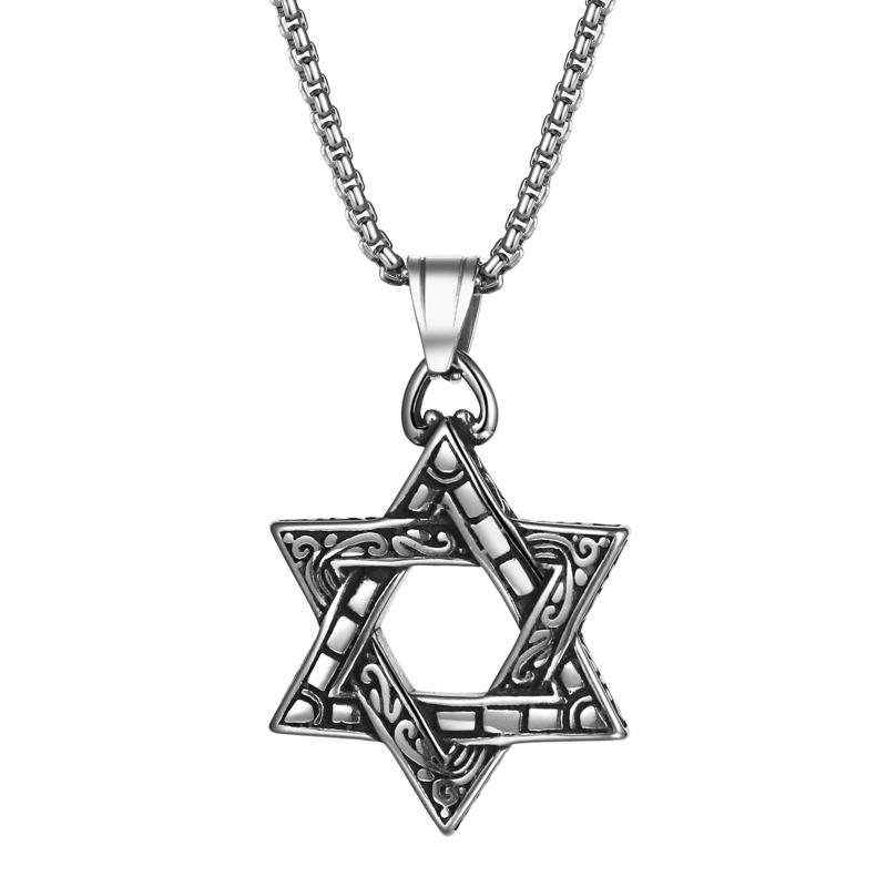 [Aroncent] 六芒星 ペンダントネックレス メンズ ゴシック ステンレス: チェーンネックレス ロック系 パンク系 ファッション アクセサリー - 息子さん 父親 彼氏へのプレゼント