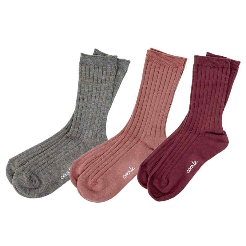 [コラーレ] 靴下 レディース 日本製 ソックス 無地 M 22～24cm 3足セット クルー丈 女性用 奈良県産