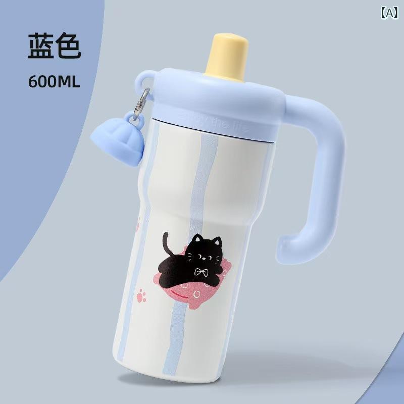 Rakuten - 猫 猫双 飲 氷 覇 カップ 316 ステンレス 保温 カップ ハンドル 付き 家庭 用 ストロー カップ大 容量 屋外 携帯