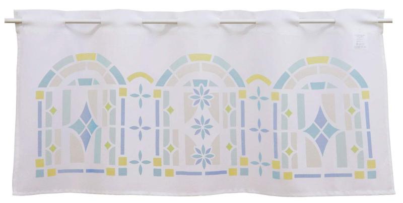 Sunny day fabric カフェカーテン ブルー ステンドグラス