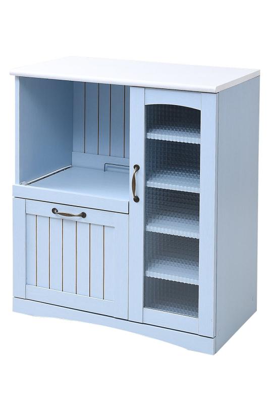 JKプラン フレンチカントリー家具 キッチンカウンター 幅75 フレンチスタイル ブルー&ホワイト FFC-0005-BL