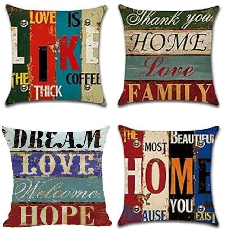 speed mao おしゃれ 北欧 クッションカバー 4枚 セット レトロ調 レター プリント デザイン