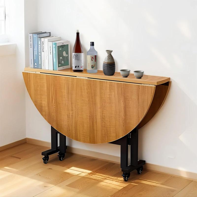 YASICA ダイニングテーブル 折りたたみテーブル 丸 テーブル カフェテーブル 食卓 キャスター付き 省ス..