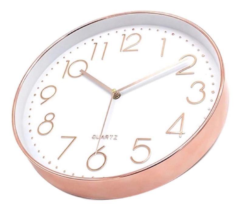 エム・プロ(M Pro) 静音 ウォール クロック 壁掛け 時計 ピンク ゴールド 連続秒針 シンプル エレガント ヨーロピアン ローズ アラビア 数字