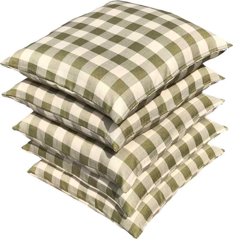 座布団カバー 55 59 5枚セット しっかり厚地 Cチェック グリーン 55x59