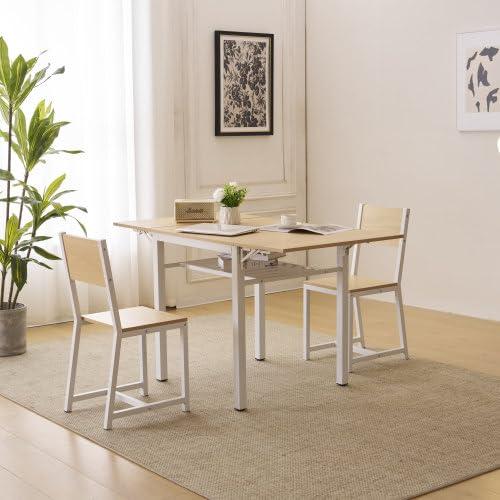 ダイニングセット 3点 ダイニング3点セット 2人掛け 無垢材 ダイニングテーブルセット ダイニングチェア 折りたたみテーブル 伸縮ウッドダイニング レトロ 食卓 パイン