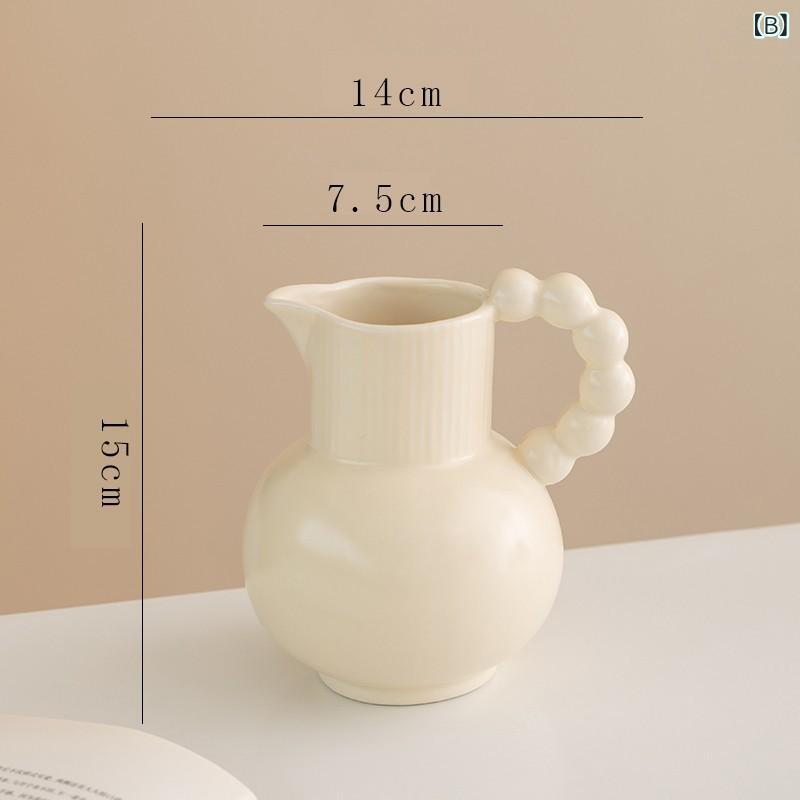 道を 読む フランスの アイデア クリーム 風 ミルク ポット 陶磁器 花瓶 リビング テーブル 花 飾り 高級 感 生け花 置物 2