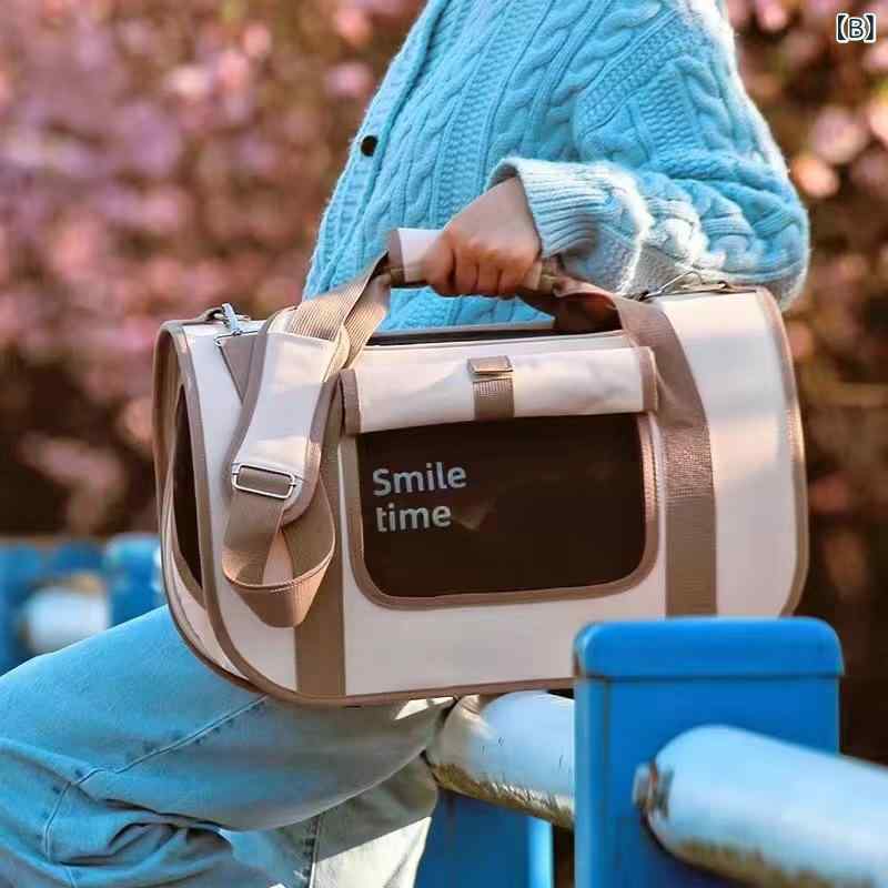 SMILE TIME 猫 バッグ 屋 外用 ポータブル 折りたたみ 犬 バッグ ポータブル クロ...