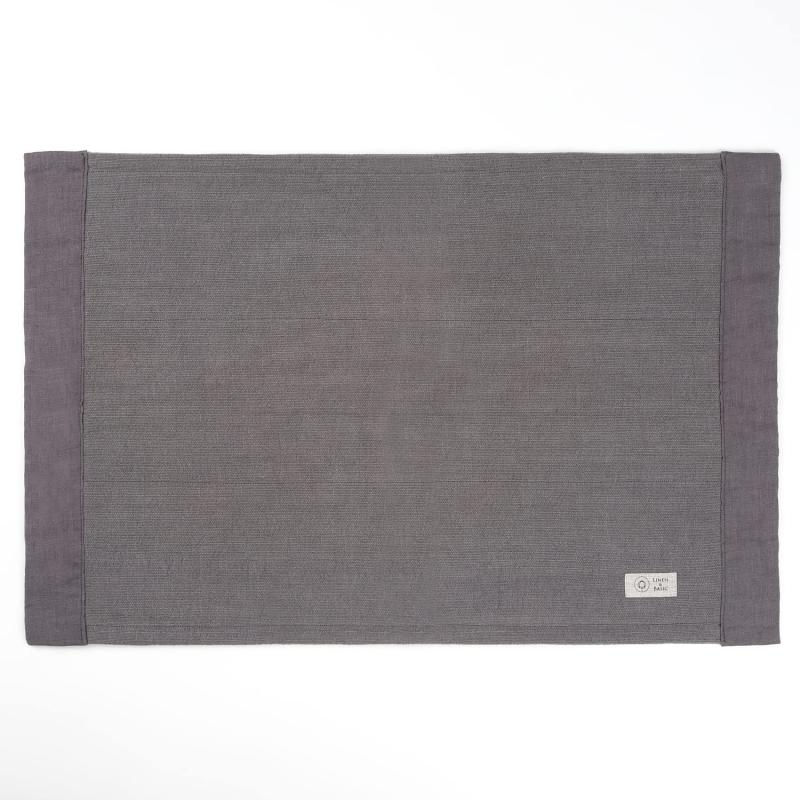 LINEN &amp; BASIC バスマット (42*64cm / リネン100％) 速乾吸水 水回りに最適 (シンプルデザイン) 足ふきマット