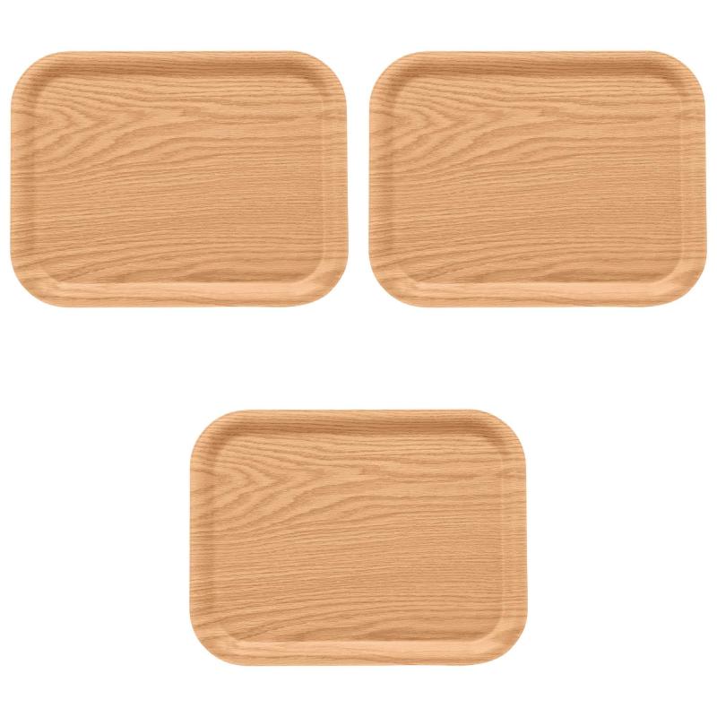 3個セット [木]木製長角トレーナチュラルブラウンSL43cm [ 43.2×33.1×1.9cm ] | お盆 木製 耐熱ノンスリップ 韓国製 セトモノホンポ(Setomonohonpo)