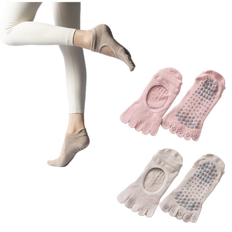 [FASELE] 靴下 レディース おしゃれ ソックス 女子用 婦人用 女の子 五本指 可愛い 瑜伽 滑り止め スポーツ 運動 コットン 綿 通気性 柔らかい オールシーズン ギフト 贈り物 プレゼント 2足セ