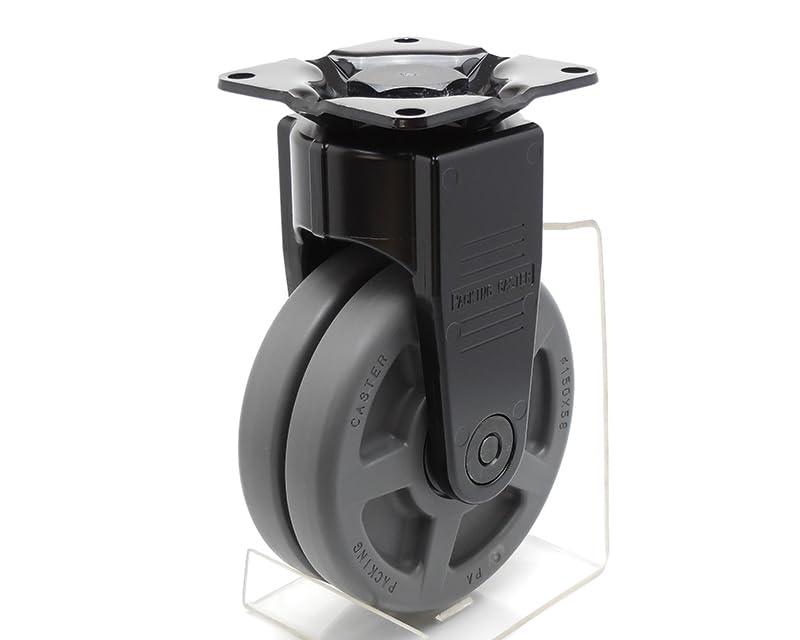 内村キャスター(Uchimura Caster) スーパーヘビークラス 固定型 超重量用 ナイロン車輪 609X-Nストッパー無し自動車構造用鋼板(SAPH400)を採用し、独自のプレス加工技術により耐荷重性能を格段にアップした。デザイン性、リサイクル性を考慮し、アルミ合金ダイキャストを採用。採用しているポリアミド樹脂(ナイロン6)はUL規格(94V-2)仕様となっております。100X-Nシリーズ(自在プレート型)と600X-Nシリーズ(固定型)の取付座金寸法と取り付けピッチの統一化を実現。取付工数の簡略化及び自在型、固定型の組み合わせが自由に行う事が可能になりました。ダブルカセットベアリング方式を採用。上下旋回用軸受けをカセット式にすることにより、旋回性能と耐偏荷重性能を高次元で実現しました。当社比で1/3の力で旋回可能となっております。双輪構造を採用。高荷重でもスムーズに回転を行う事が出来ます。また、急旋回時もオートデフ運動によりクイックターンが可能。車輪頭部・ナットの側面を突起の出ないフラット構造とし、安全性を確保しました。