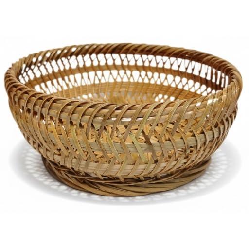 BBT 竹製バスケット、100%天然素材の手作り、フルーツ、パン、野菜のサービングと収納に便利な編み込みトレイ