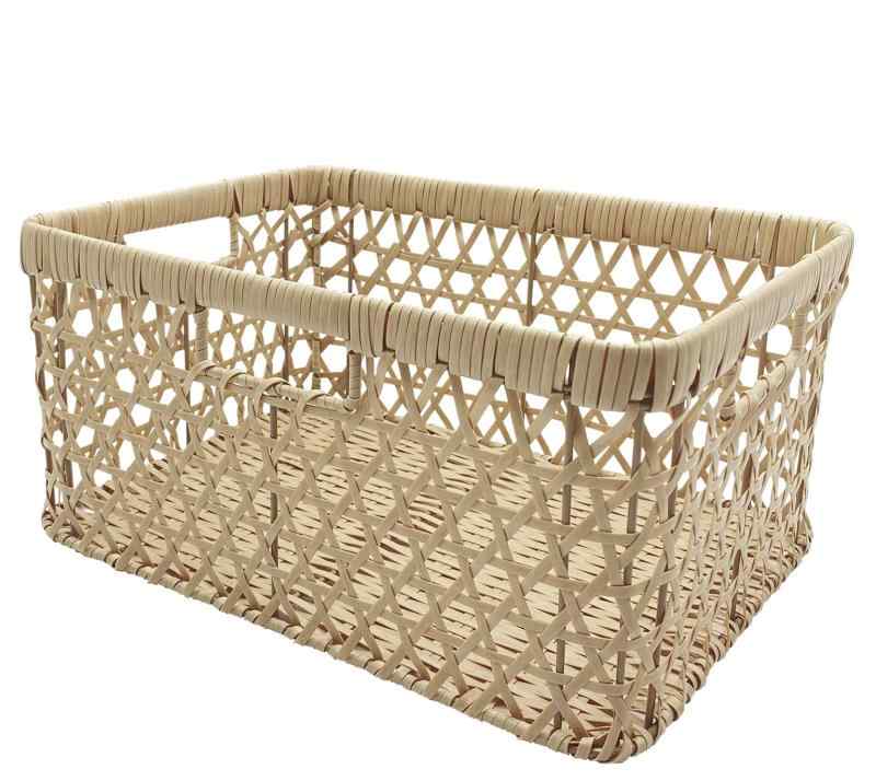 ダイカイ バンブス フェイクPE竹収納バスケット角型 ナチュラル W36.5×D26×H17.5cm 74276