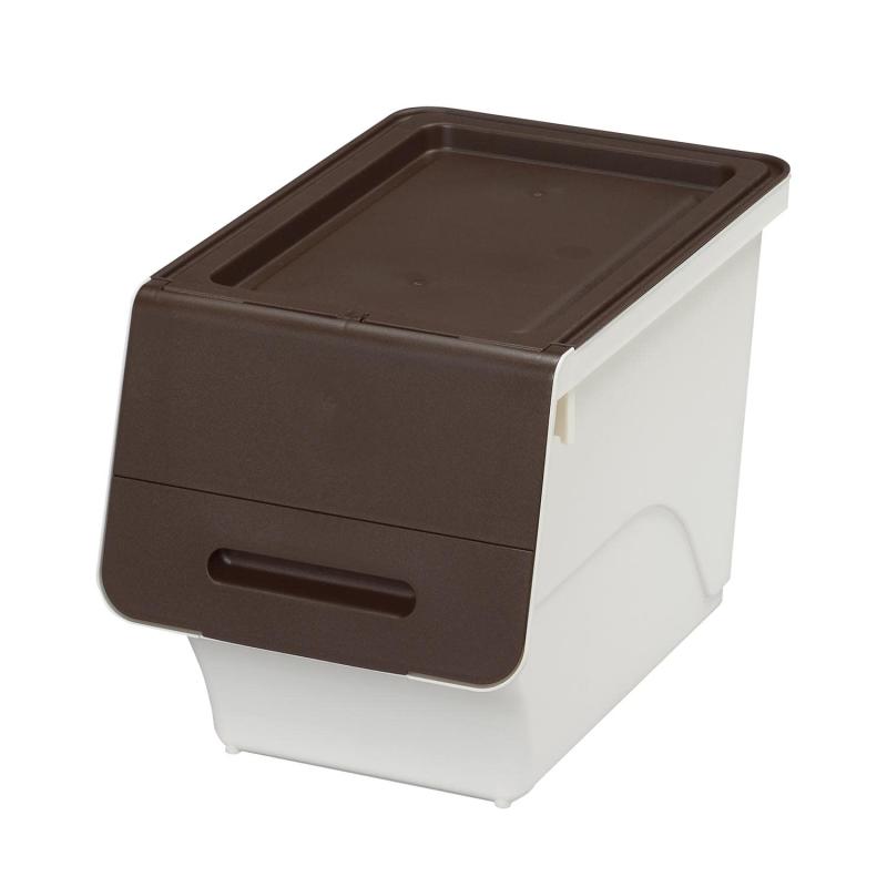 サンカ フロック 重ねて使える蓋付き衣装ケース スリム ブラウン おしゃれな大容量収納 引き出さずに使える前面開閉式 カパっとひらく固定できるフタ キャスター取り付け可能 日本製 衣サイズ:幅28.5×奥行46×高さ31cm積み重ねたままでも下のものが取り出しやすい。組立不要な完成品日本製fr-S30BR/WHの新品番商品です。製品自体は変更ありません。