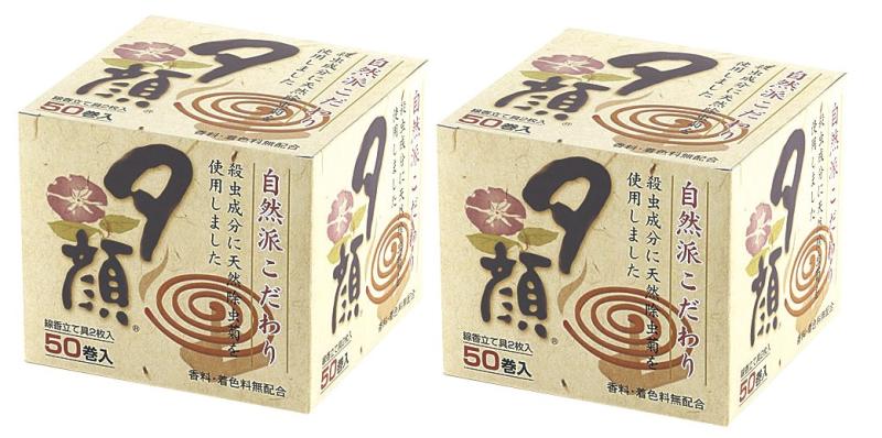 紀陽除虫菊 『天然除虫菊配合の効き目が速くすぐれた殺虫力のある蚊とり線香』 夕顔 天然蚊とり線香 50巻 2個セット