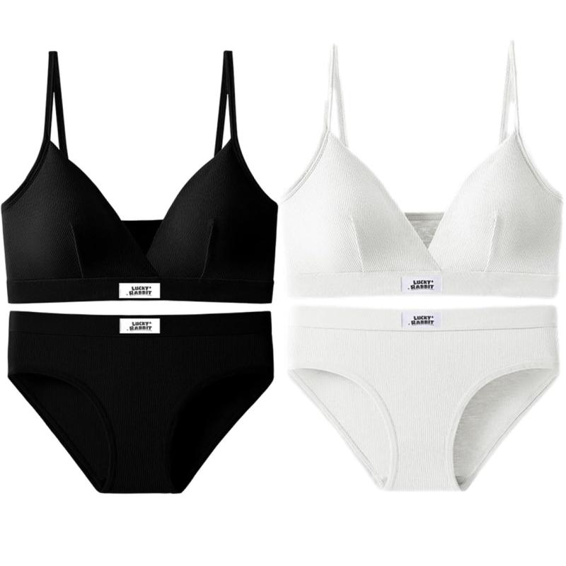 [select shop Tomorrow] スポーツブラ 上下セット 下着 レディース ブラジャー ショーツセット 2枚 フリーサイズ ノンワイヤーブラ ジム ノンワイヤーブラジャー ショーツセット