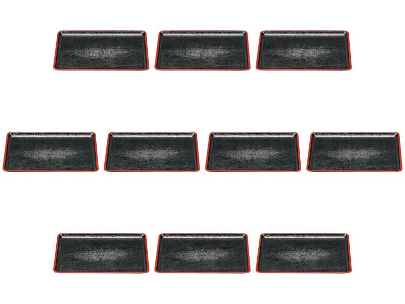 10個セット [A]桐木目会席盆 黒天朱SL尺3寸 [ 39.7×30.9×1.6cm ] | お盆 ABS樹脂 ノンスリップ セトモノホンポ(Setomonohonpo)