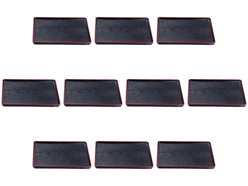 10個セット [A]大寿木目盆 黒天朱SL尺4 [ 42.7×33.3×2.2cm ] | お盆 ABS樹脂 ノンスリップ セトモノホンポ(Setomonohonpo)