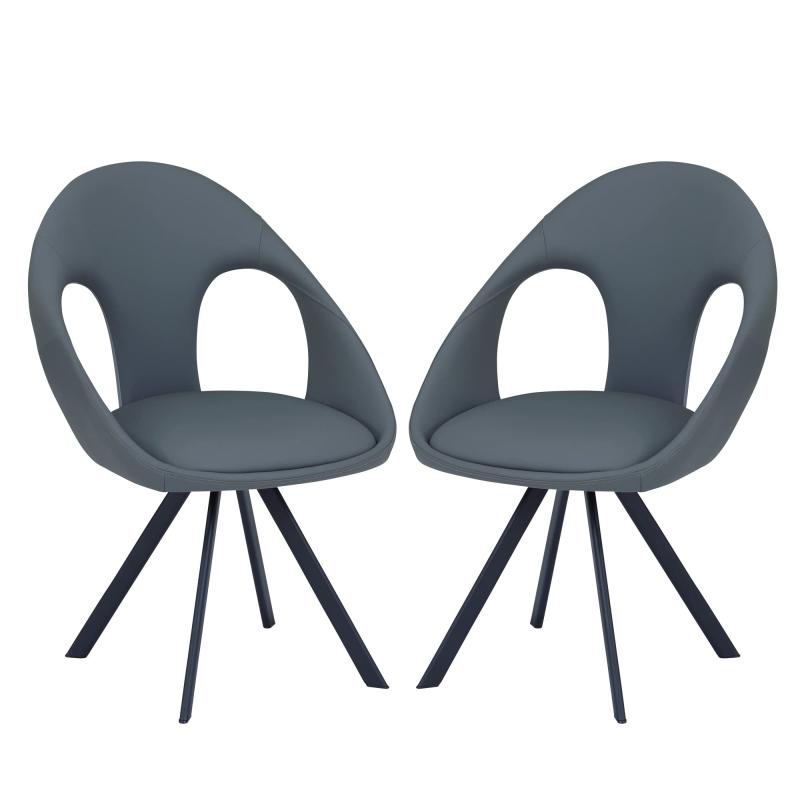 関家具(Sekikagu) ダイニングチェア グレー ラウンド（回転）チェア スチール脚 座面高：45 (cm) アーロン 2脚入 356201