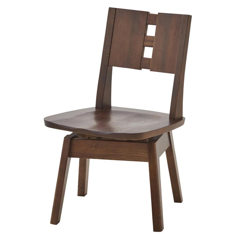 ダイニングチェア 椅子 木製チェア 肘無し 回転式 回転チェア タモ材 ブラウン 462587