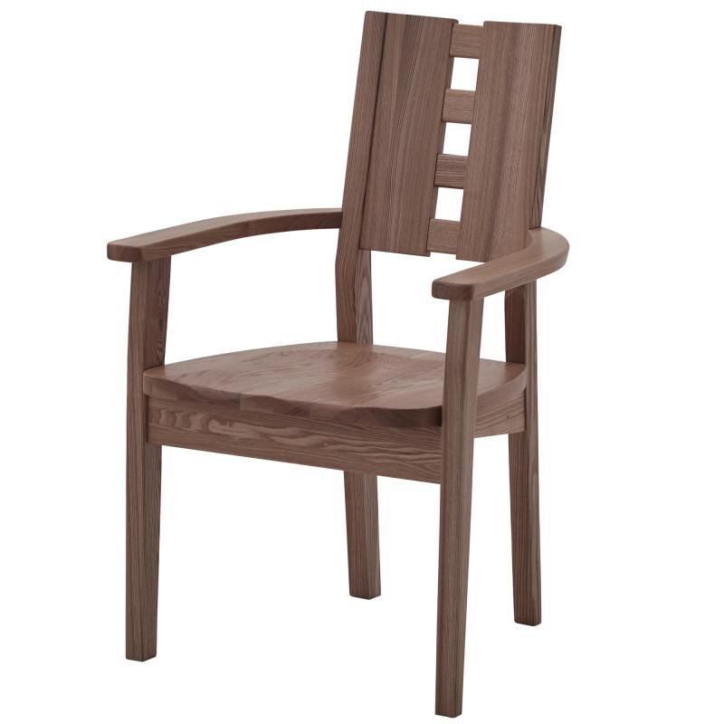 ダイニングチェア 椅子 木製チェア 肘付き アームチェア タモ材 ブラウン 462581