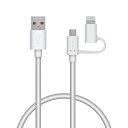 エレコム スマートフォン用USBケーブル 2in1 microUSB+Lightning 0.3m~1.2m ホワイト