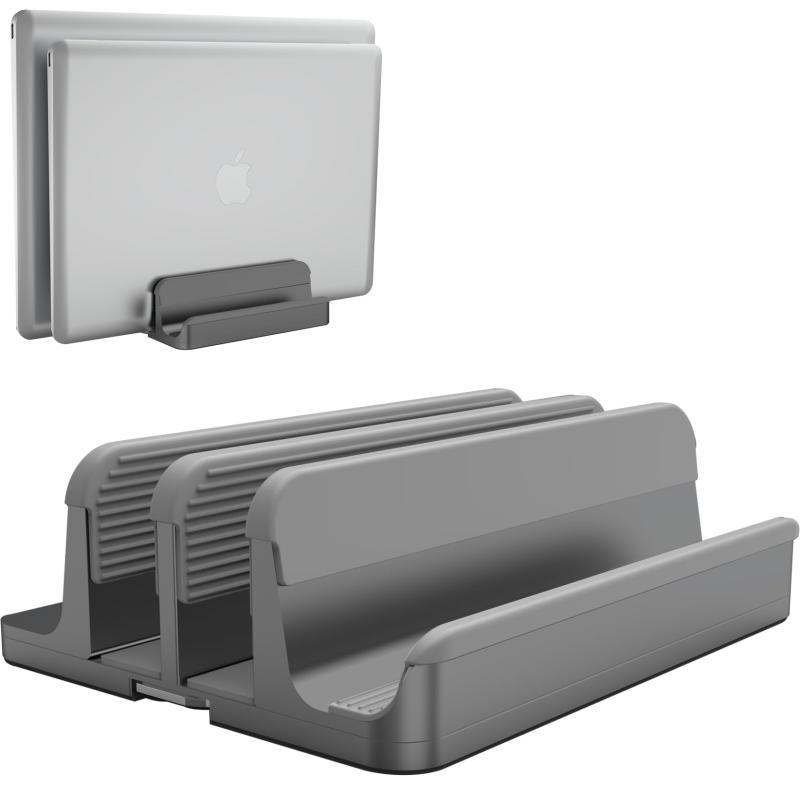 Geecol ノートパソコン スタンド 縦置き 3台収納 ホルダー ユニバーサル PCスタンド 幅調節可能 MacBook/iPad/iphone/フォルダー/本/PC/タブレット等あらゆるノートパソコンに対応します アルミ製 在