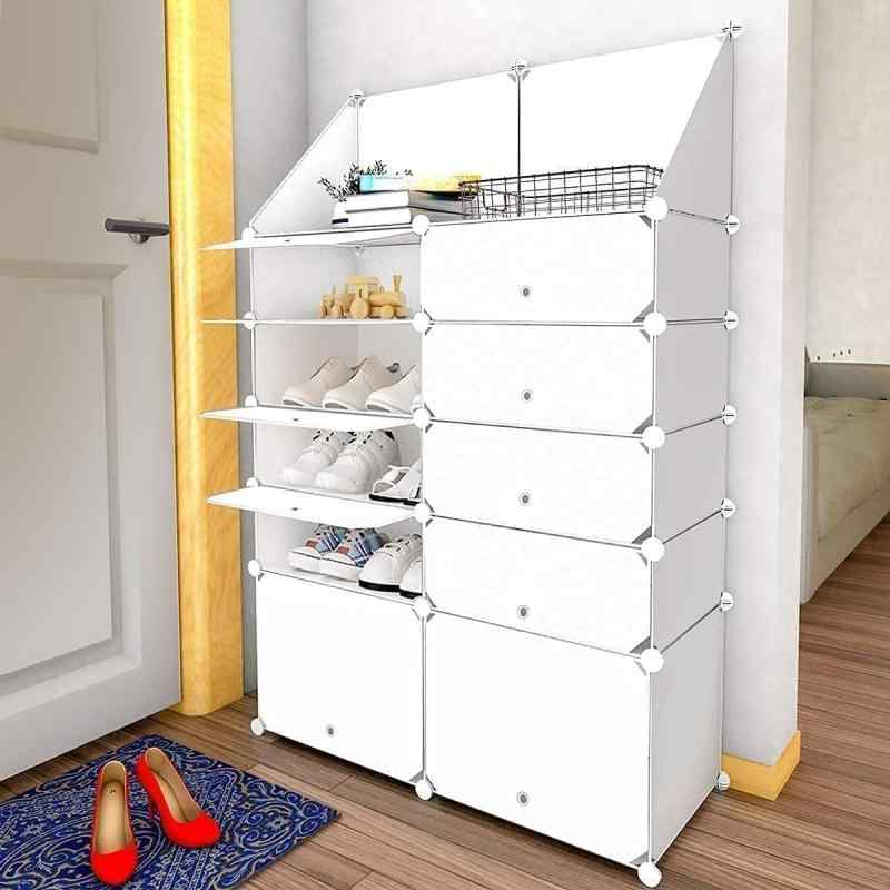 シューズボックス DIYブーツラックProbasto 組み立て式 下駄箱 靴箱 靴収納ボックス 2列10扉10マス防塵..