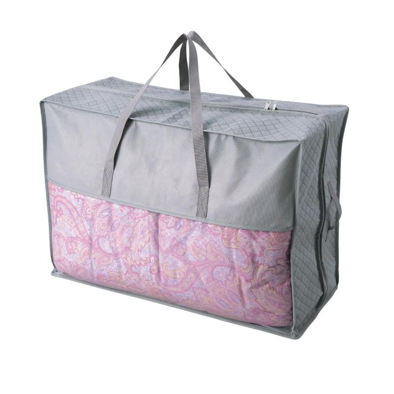 コモライフ 炭入り 消臭羽毛布団収納袋 (シングル1枚) 羽毛 布団 収納袋 消臭 軽圧縮 持ち手付 窓付