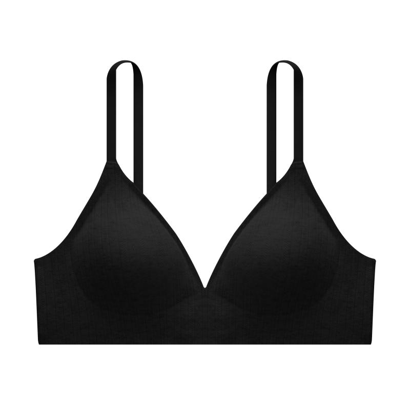 [Weilersa] 綿100% シームレス フレンチトライアングルブラ ワイヤレス ソフトサポート のホールドアップ 脇高設計 すべり止めストラップ 快適通気 つけ心地ゼロ 微集中＆スリムシルエ