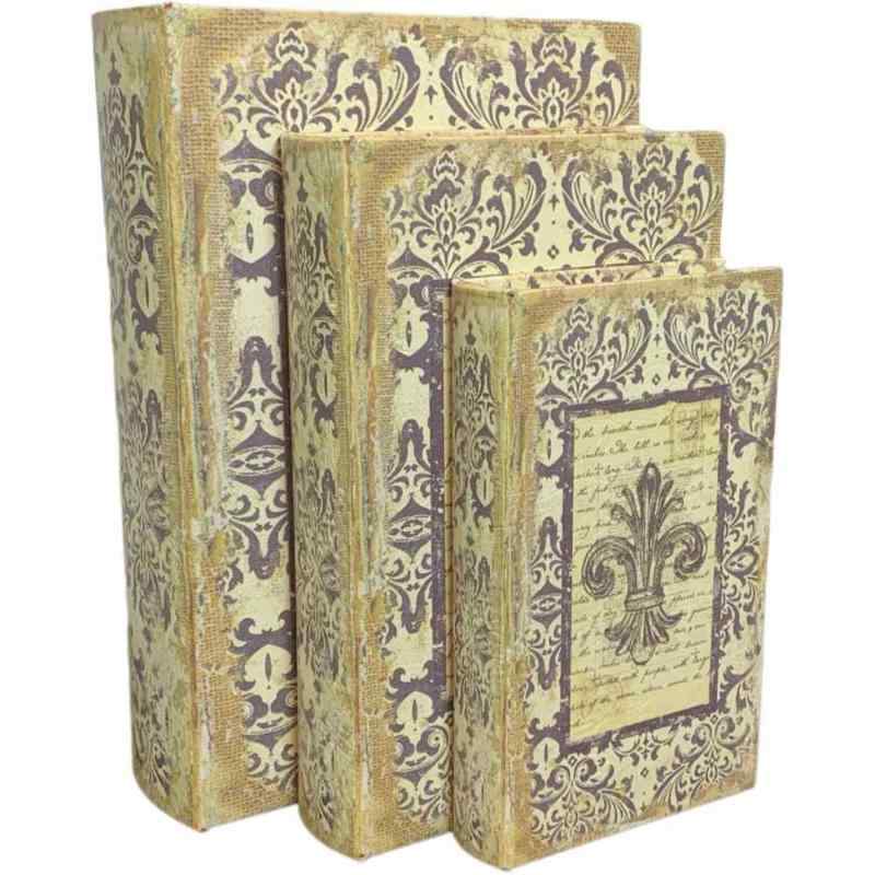 エレガントインテリア(Elegant Interior) 【 本型 小物入れ 3個セット シャビーシック 】 フルール・ド..