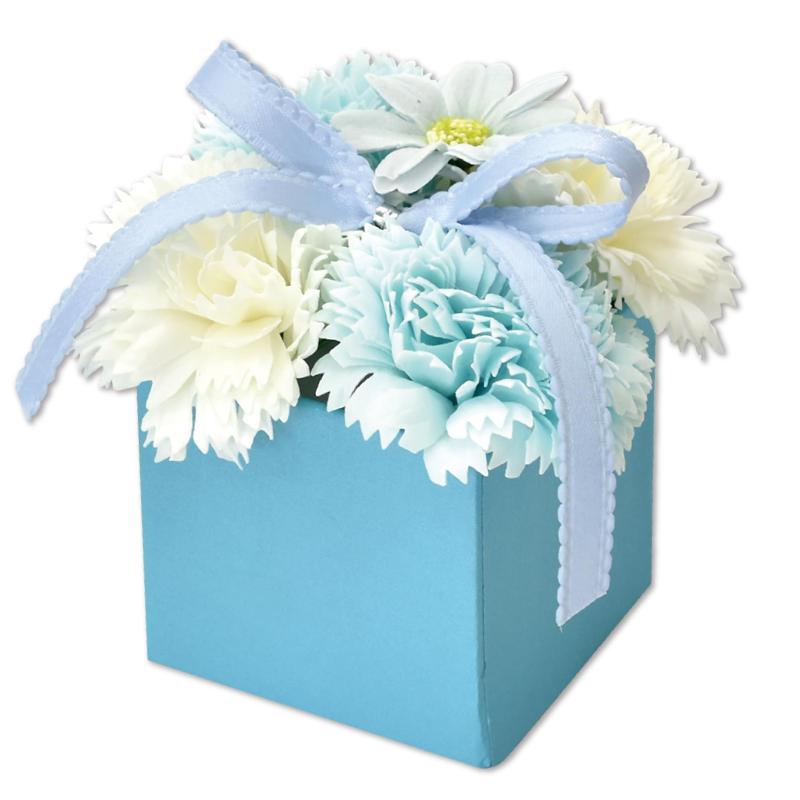 ポピー名古屋 ソープフラワー ギフト ミニ ボックス 小さめ 枯れない花 香る プレゼント 誕生日 母の日 インテリア SH‑082 ブルー