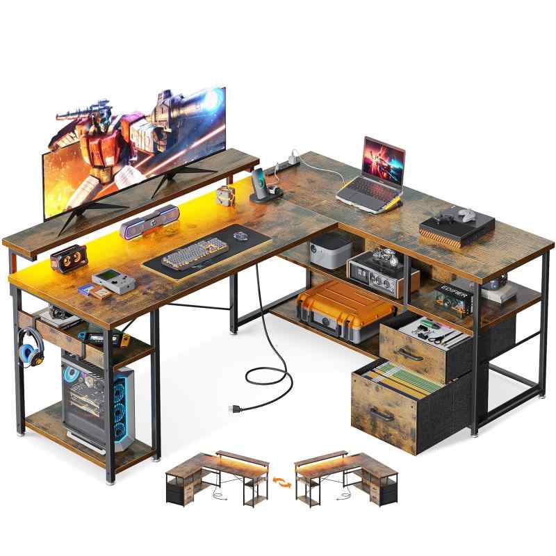 AODK パソコンデスク 幅135cm 引き出し