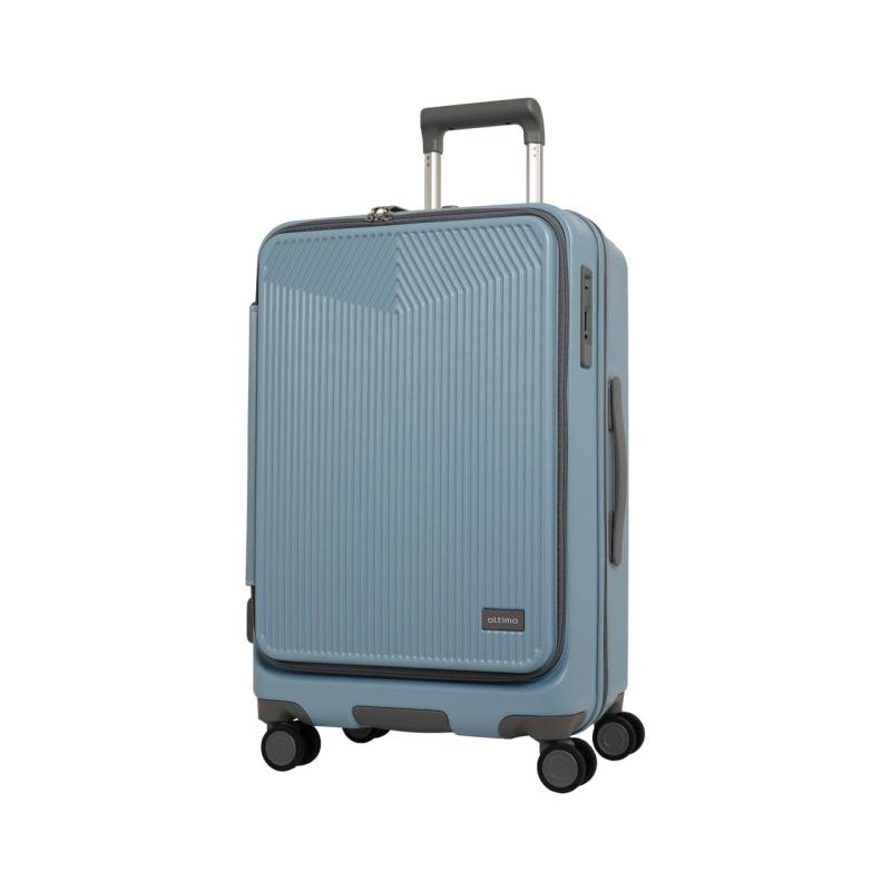 [oltimo] スーツケース Mサイズ フロントオープン 拡張 57L 65L ストッパー 静音 オルティモ OT-0875-57ブルー(BLUE/57L)