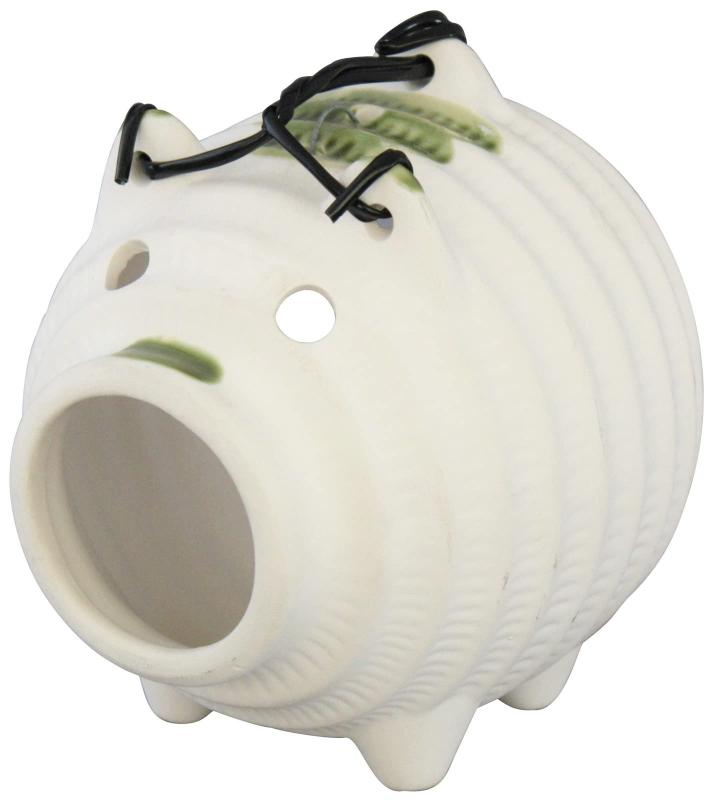 萬古焼 蚊取り線香 豚 蚊遣り器 蚊取り線香入れ ホルダー スタンド 白 高さ15cm 日本製 02938