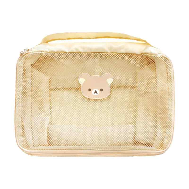 リラックマ圧縮ポーチ　フェイス可愛いキャラクターをあしらったポーチですリラックマのポーチです高さ212mm 幅340mm 奥行き80mm