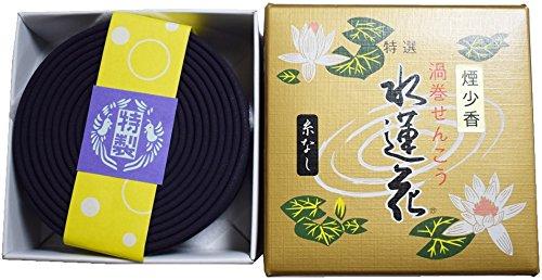 淡路梅薫堂のけむりの少ない渦巻き線香 約12時間 14巻 安全糸なしタイプ 煙少花の香り水蓮花 煙の少ない渦巻線香 お通夜 (1) #838