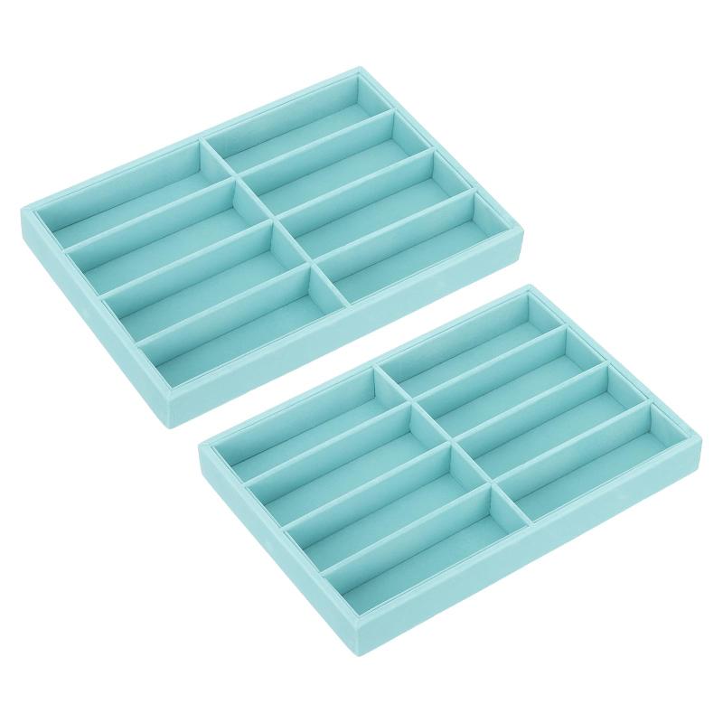 PATIKIL メガネオーガナイザートレイ 2個 ベルベット サングラスオーガナイザートレイ 宝石オーガナイザー ディスプレイボックス サングラス 宝石 時計のディスプレイ用 ライトブルー(3)