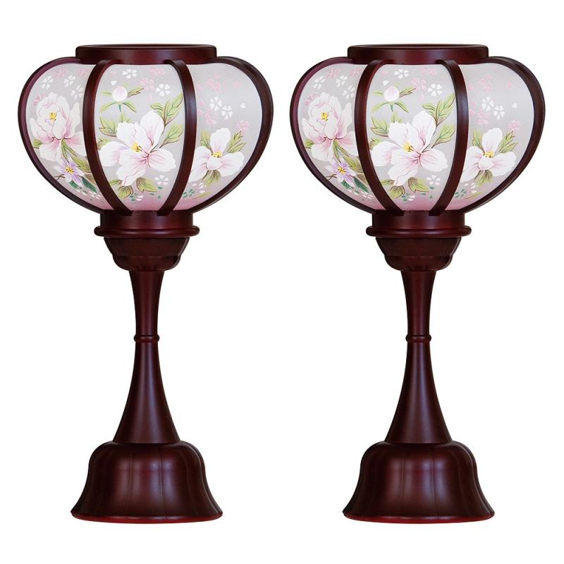 仏壇屋 滝田商店 盆提灯 盆ちょうちん ミニ 霊前灯 ほのか LED コードレス 「明月」6532(一対)高さ27cm×巾15cm 置き提灯 証明書付