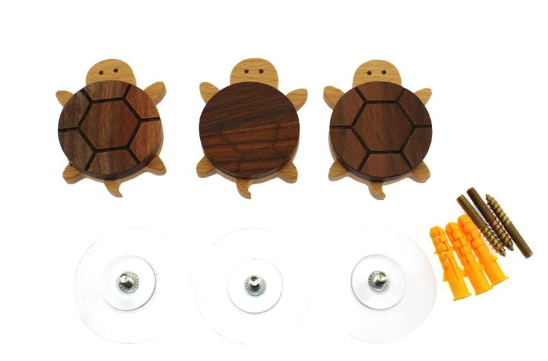 speed mao 木製 ウォール 壁掛け フック カメ型 3個 セット(3)