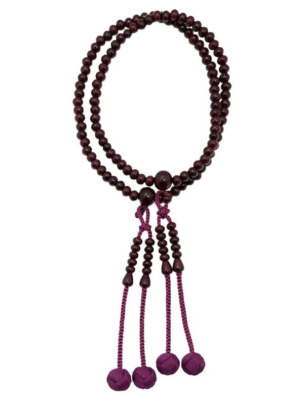 土屋念珠店 京念珠 女性用 振分数珠 紫檀 正絹房 紙箱入 -真言宗用- 女性用 主玉:5mm