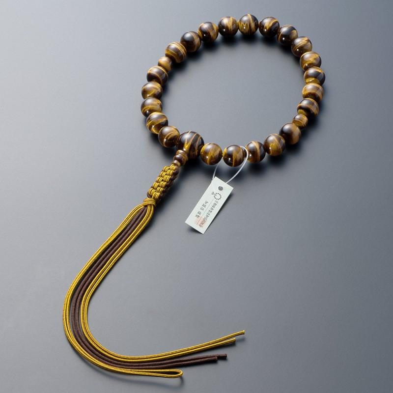 仏壇屋 滝田商店 数珠 浄土真宗 本式数珠 【男性用】虎目石 22玉 正絹紐房京念珠・本連数珠・門徒・正..