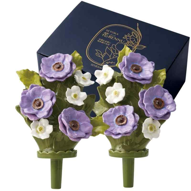 セトクラフト 花レンヌ 「100年 枯れない アネモネ(L) パープル」 お墓用造花 仏壇用 お供え花 左右1対..