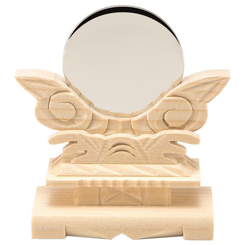 仏壇屋 滝田商店 神鏡(台付) 金属製「本鏡」 1.5寸(鏡径4.5cm・高さ8.5cm)神棚(お宮)・神殿の神具、神..