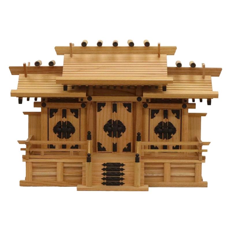 エイアイテック(AITECH) 高級神棚 本欅 屋根違い三社 中(低床)