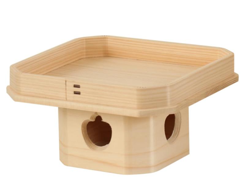 なーむくまちゃん工房 遠山三宝 6寸 (幅18×高さ9.8cm) 遠山三方 ひのき製 国産 神棚 神具 鏡餅 御供 祭..