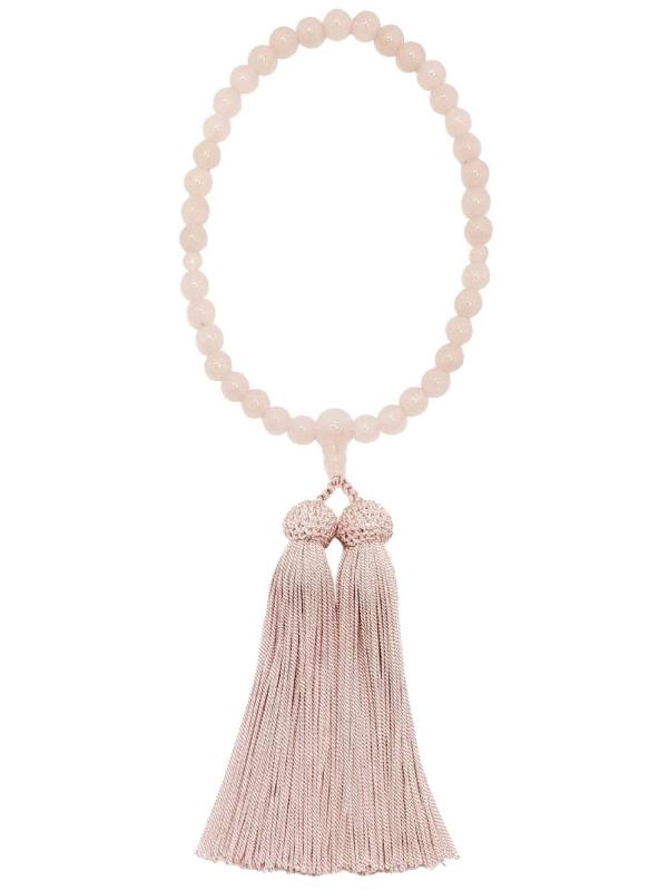 京都 土屋念珠店 女性用 片手 数珠 ローズクォーツ 正絹房 国産 手作り 桐箱入 -すべての宗派でご使用..